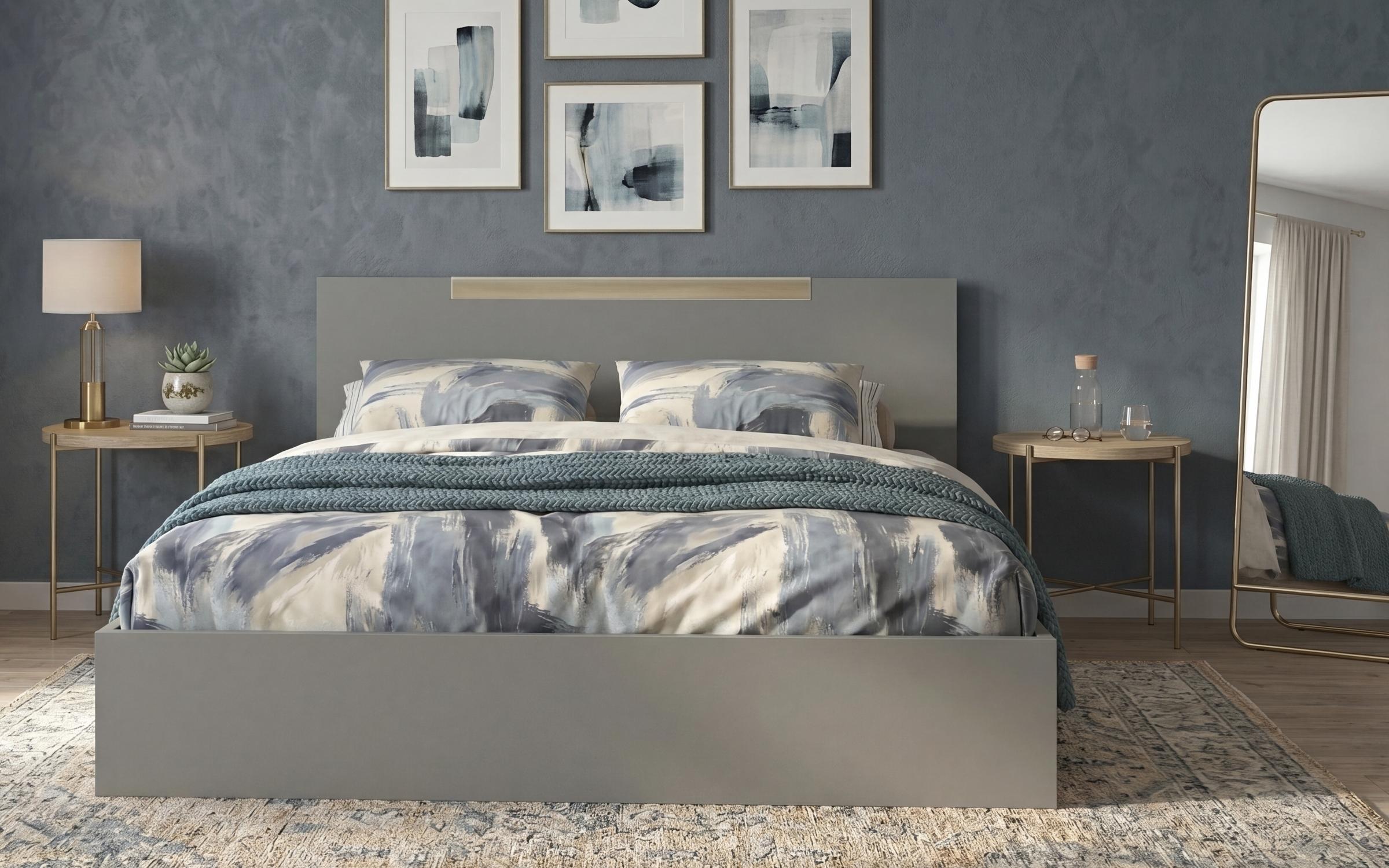 Pat dublu 160/200 Moreti, stejar scandinav deschis + antracit mat  3